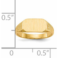 14K Yellow Gold Engravable Child's Signet Ring with Satin Finish - 8.5x5.0mm by 0