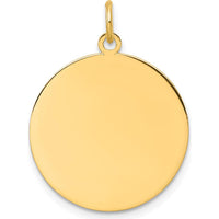 14K Yellow Gold Engravable Circular Disc Charm - Simple and Elegant Personalization Option by Oro Pregiato