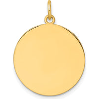 14K Yellow Gold Engravable Circular Disc Charm - Simple and Elegant Personalization Option by Oro Pregiato