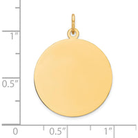 14K Yellow Gold Engravable Circular Disc Pendant - 23mm Diameter by Oro Pregiato