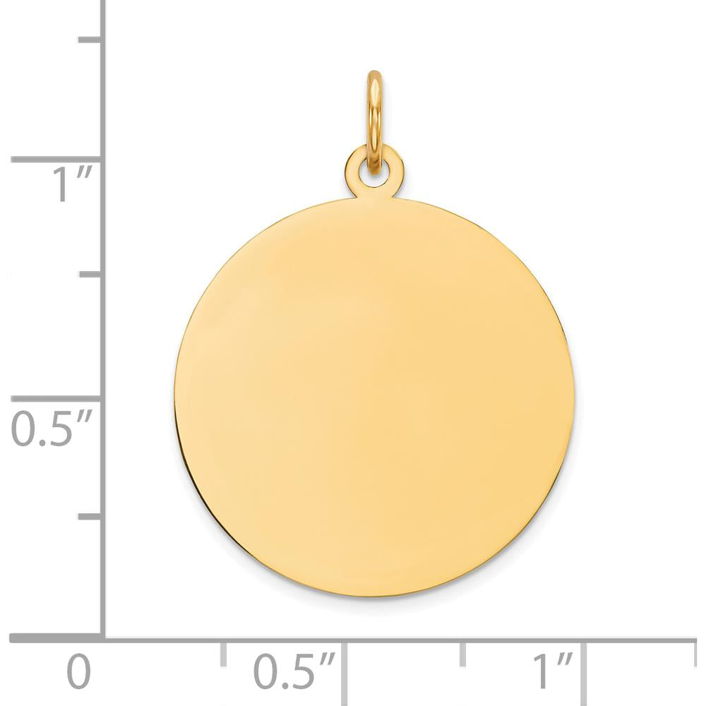 14K Yellow Gold Engravable Circular Disc Pendant - 23mm Diameter by Oro Pregiato