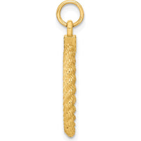 14K Yellow Gold Engravable Circular Disc Pendant with Rope Charm - 20.32mm Length by Oro Pregiato