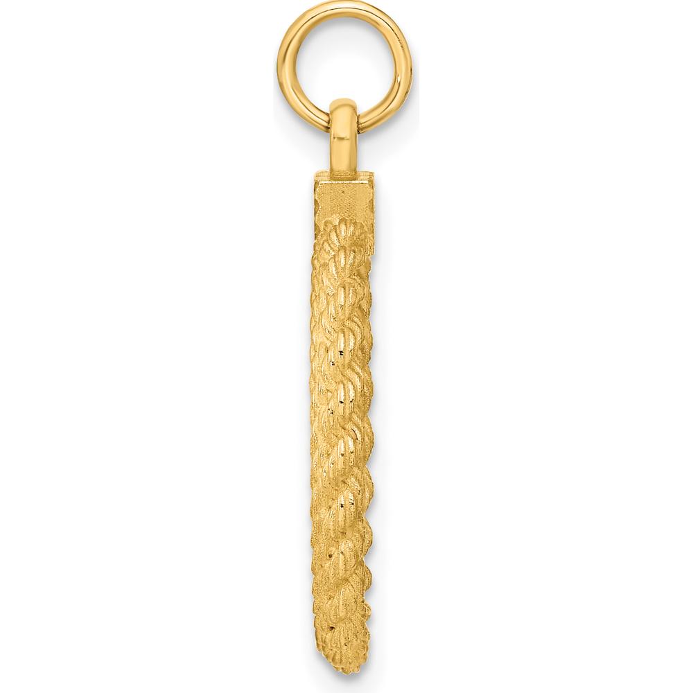 14K Yellow Gold Engravable Circular Disc Pendant with Rope Charm - 20.32mm Length by Oro Pregiato