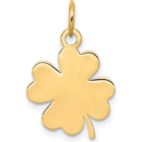 14K Yellow Gold Engravable Clover Disc Charm - 21mm Length, Polished Finish by Oro Pregiato