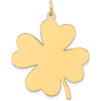14K Yellow Gold Engravable Clover Disc Charm Pendant - Personalized Polished Finish by Oro Pregiato