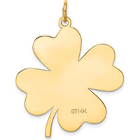 14K Yellow Gold Engravable Clover Disc Charm Pendant - Personalized Polished Finish by Oro Pregiato