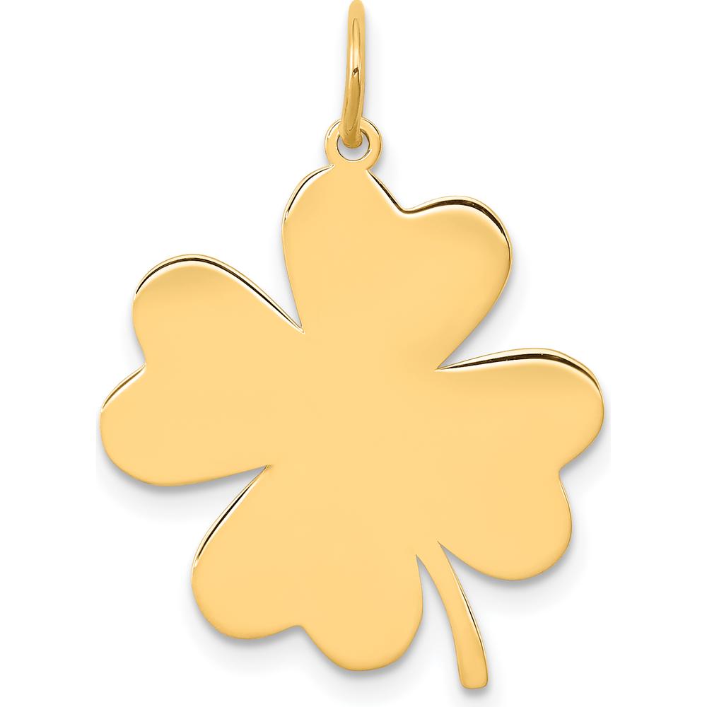 14K Yellow Gold Engravable Clover Disc Charm - Personalized Jewelry by Oro Pregiato
