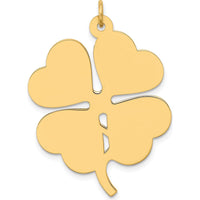 14K Yellow Gold Engravable Clover Disc Charm - Personalized Motif Pendant by Oro Pregiato