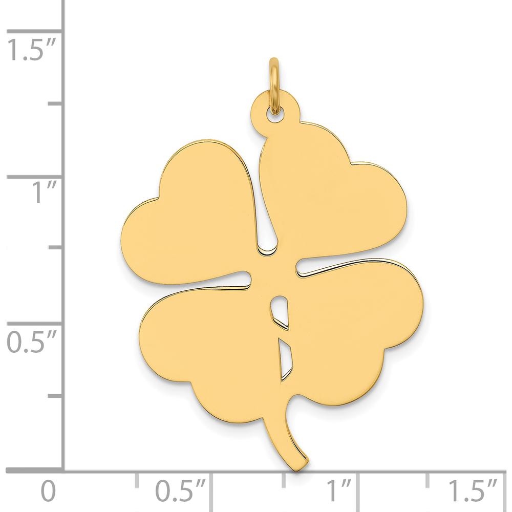 14K Yellow Gold Engravable Clover Disc Charm - Personalized Motif Pendant by Oro Pregiato
