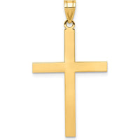 14K Yellow Gold Engravable Cross Pendant Charm with Textured Back by 0
