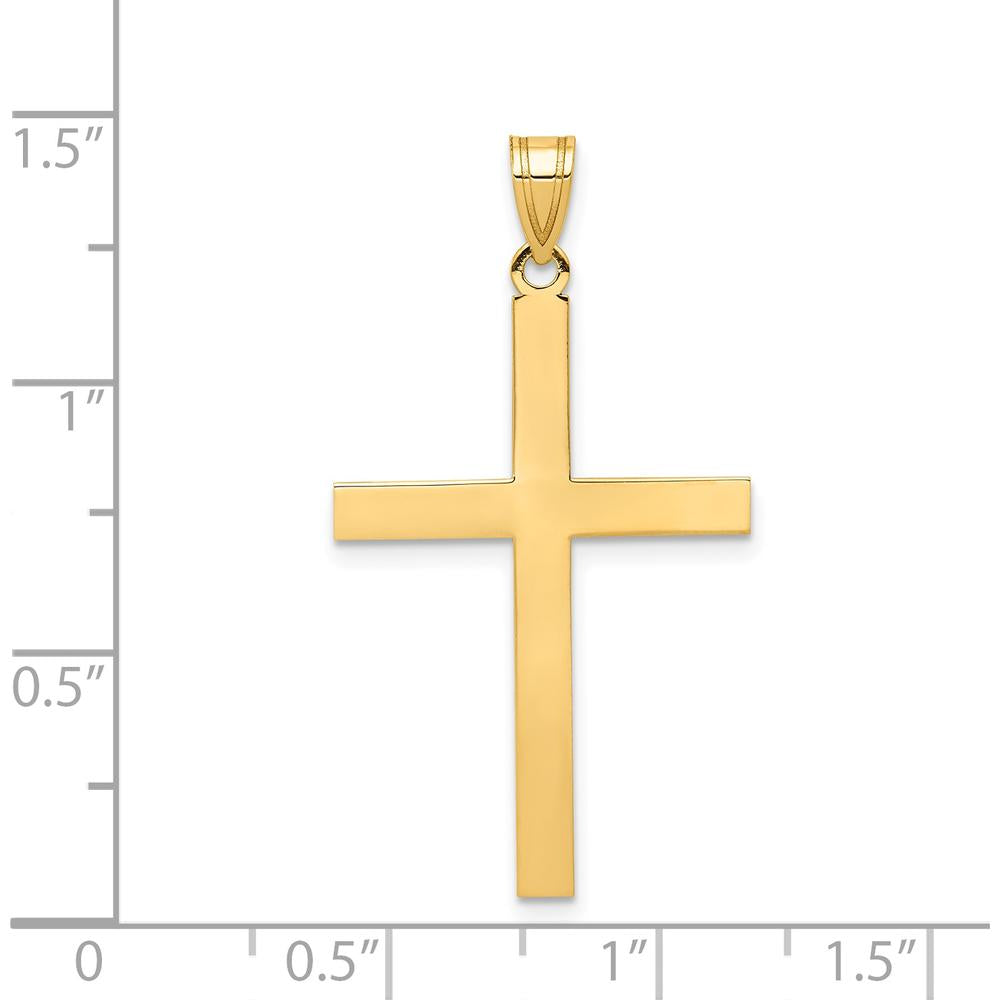 14K Yellow Gold Engravable Cross Pendant Charm with Textured Back by 0
