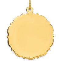 14K Yellow Gold Engravable Disc Charm - 32mm Length, Polished Finish by Oro Pregiato