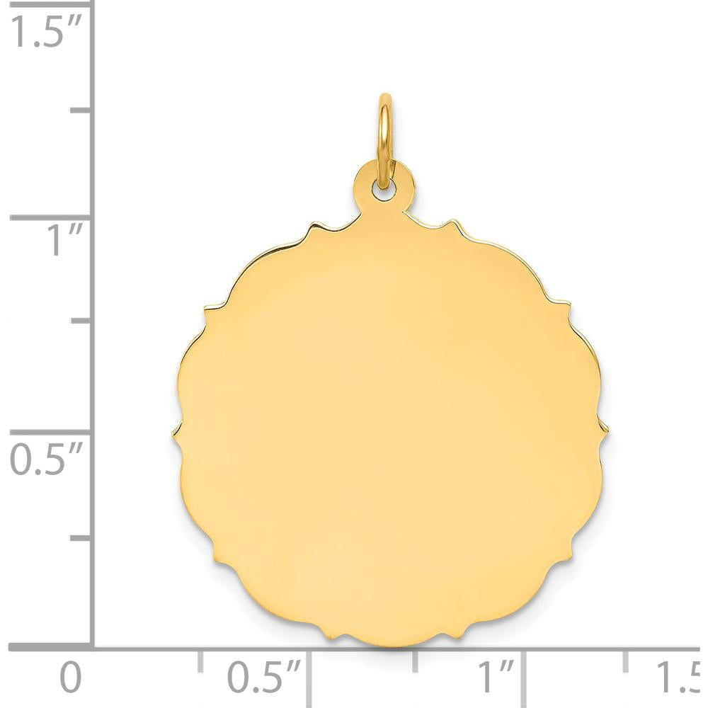 14K Yellow Gold Engravable Disc Charm - 32mm Length, Polished Finish by Oro Pregiato