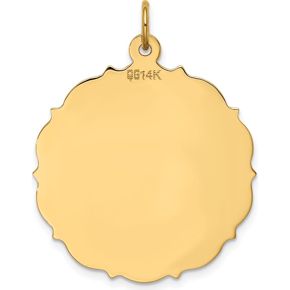 14K Yellow Gold Engravable Disc Charm - 32mm Length, Polished Finish by Oro Pregiato