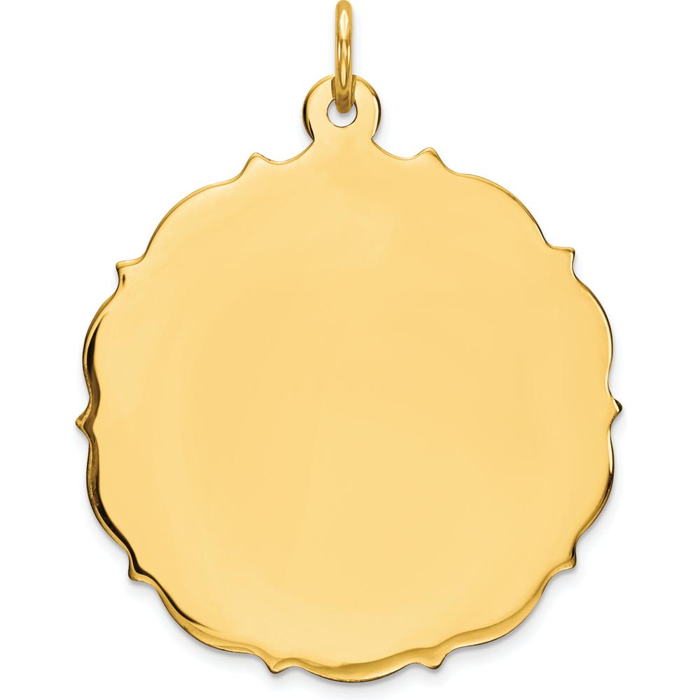 14K Yellow Gold Engravable Disc Charm Pendant - Personalized Jewelry, 29mm Length by Oro Pregiato