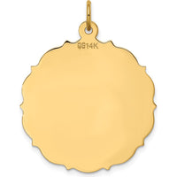 14K Yellow Gold Engravable Disc Charm Pendant - Personalized Jewelry, 29mm Length by Oro Pregiato