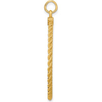 14K Yellow Gold Engravable Disc Pendant with Rope Edge - Polished Finish by Oro Pregiato