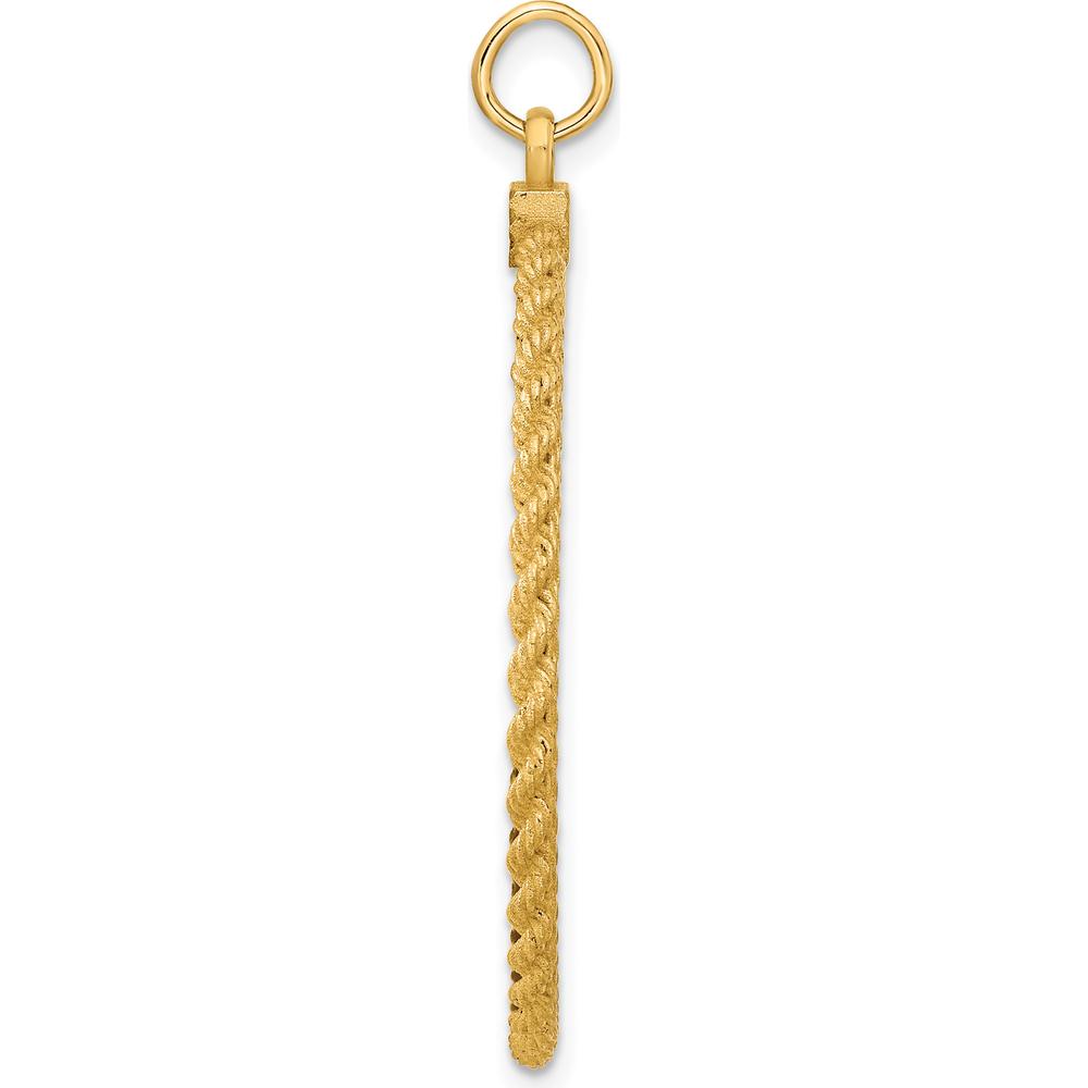 14K Yellow Gold Engravable Disc Pendant with Rope Edge - Polished Finish by Oro Pregiato