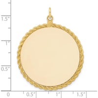 14K Yellow Gold Engravable Disc Pendant with Rope Edge - Polished Finish by Oro Pregiato