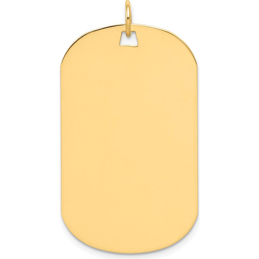 14K Yellow Gold Engravable Dog Tag Charm Pendant - 39mm Length by Oro Pregiato