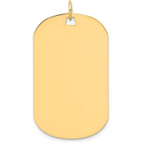 14K Yellow Gold Engravable Dog Tag Charm Pendant - 39mm Length by Oro Pregiato