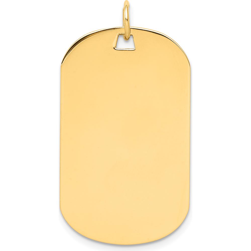 14K Yellow Gold Engravable Dog Tag Disc Charm - 34mm Length by Oro Pregiato