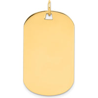 14K Yellow Gold Engravable Dog Tag Disc Charm Pendant - 34mm Length by Oro Pregiato