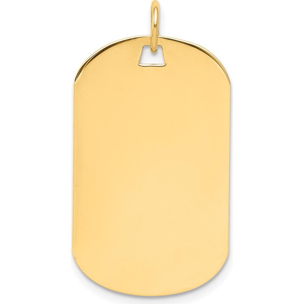 14K Yellow Gold Engravable Dog Tag Disc Charm - Polished Finish by Oro Pregiato