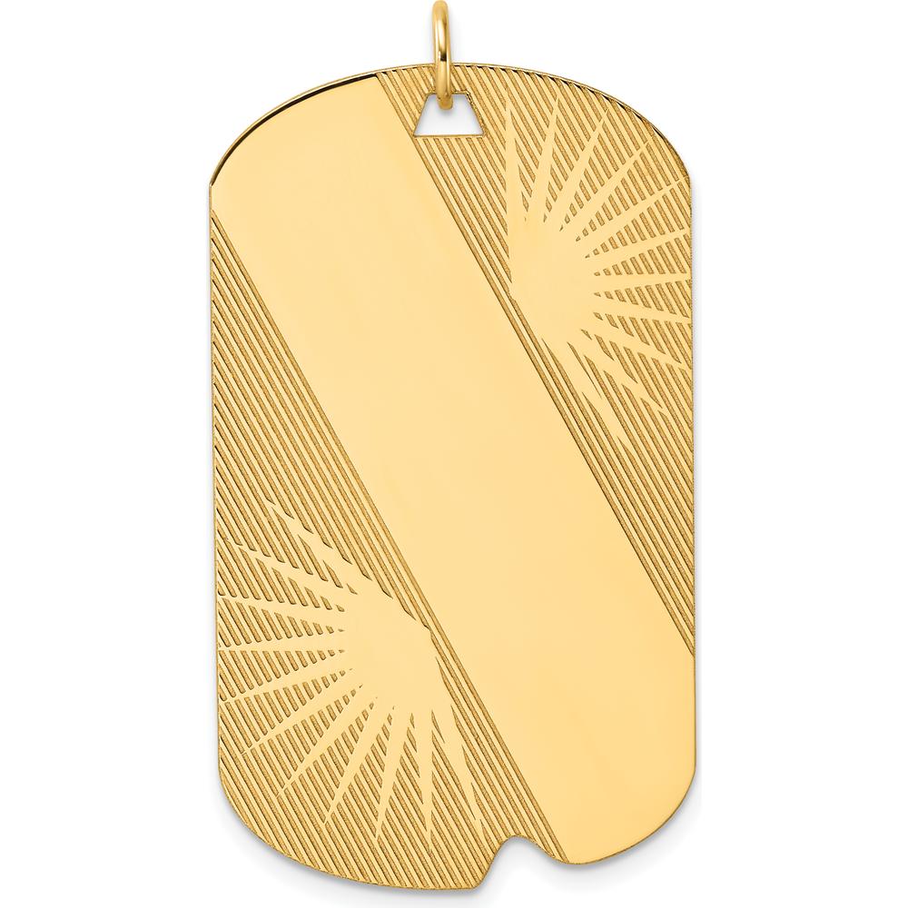 14K Yellow Gold Engravable Dog Tag Disc Charm with Textured Pattern - Polished Finish by Oro Pregiato