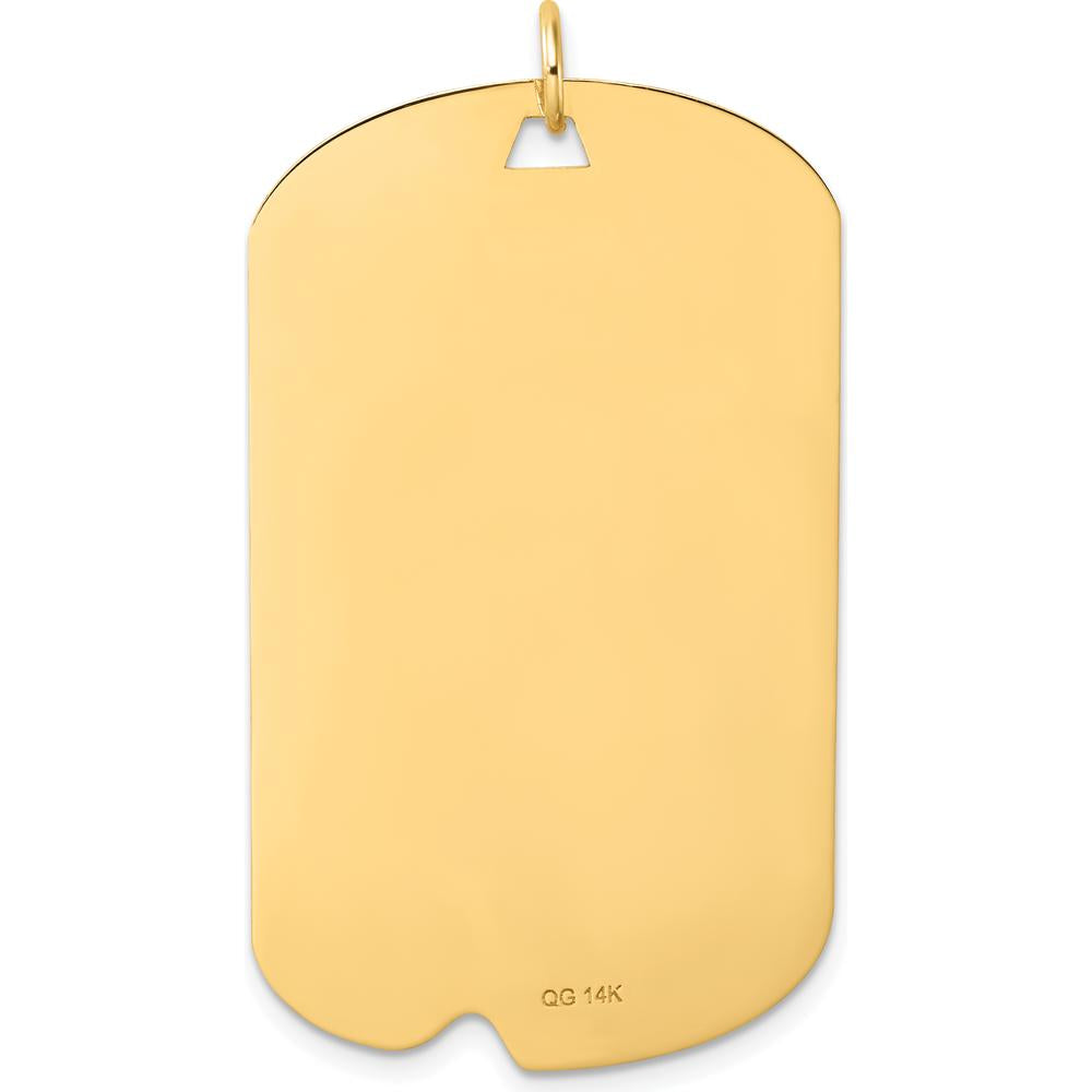 14K Yellow Gold Engravable Dog Tag Disc Charm with Textured Pattern - Polished Finish by Oro Pregiato