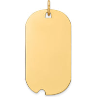 14K Yellow Gold Engravable Dog Tag Pendant with Notch Disc Charm - Solid Polished Finish by Oro Pregiato