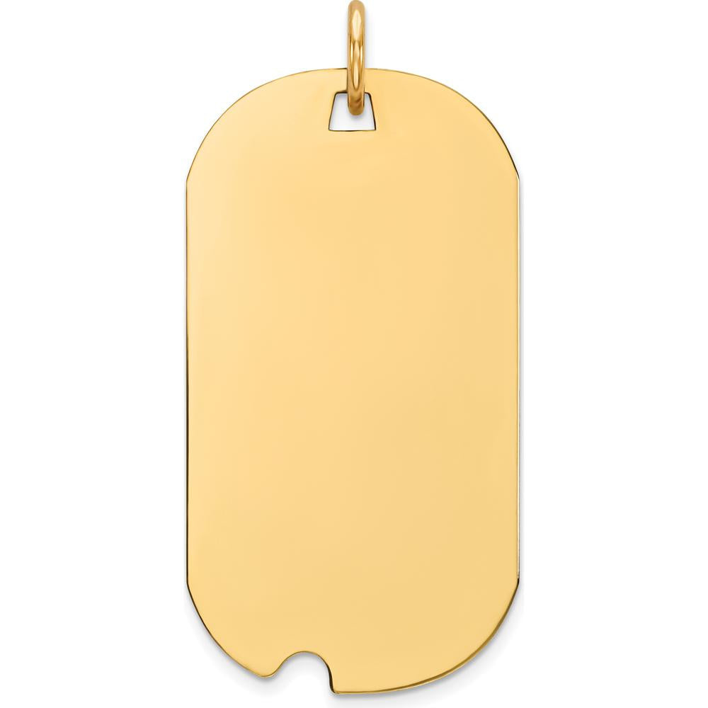 14K Yellow Gold Engravable Dog Tag Pendant with Notch Disc Charm - Solid Polished Finish by Oro Pregiato