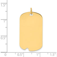 14K Yellow Gold Engravable Dog Tag Pendant with Notched Disc Charm - 34mm Length by Oro Pregiato