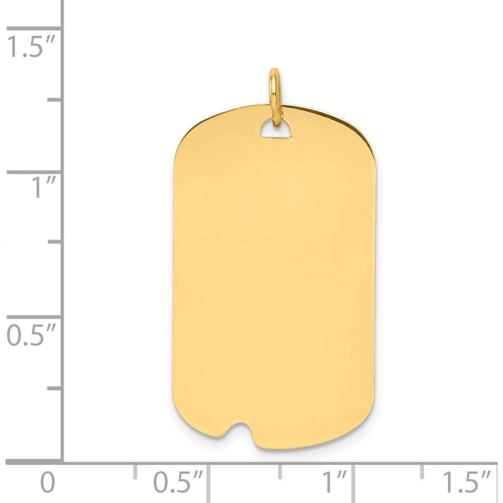 14K Yellow Gold Engravable Dog Tag Pendant with Notched Disc Charm - 34mm Length by Oro Pregiato