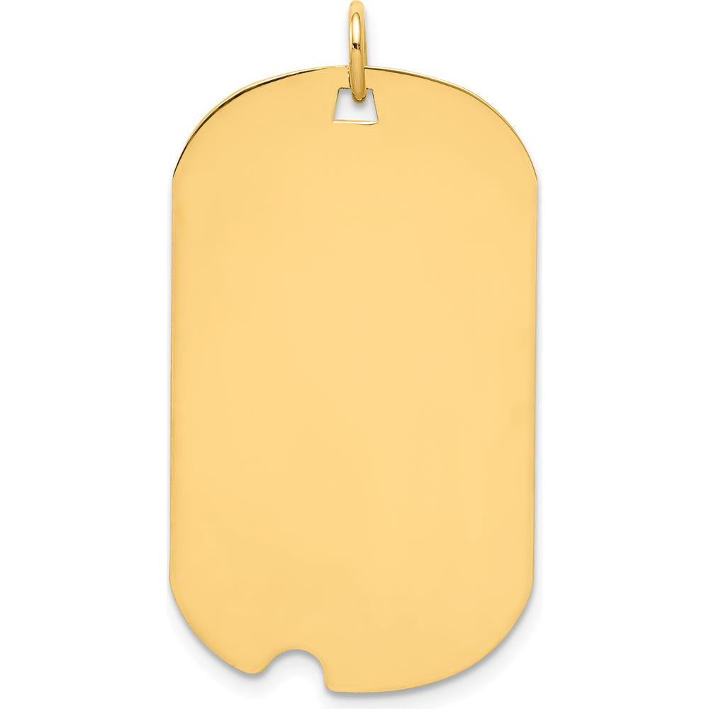 14K Yellow Gold Engravable Dog Tag Pendant with Notched Edge - 0.027 Gauge by Oro Pregiato