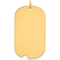 14K Yellow Gold Engravable Dog Tag Pendant with Notched Edge - 0.027 Gauge by Oro Pregiato