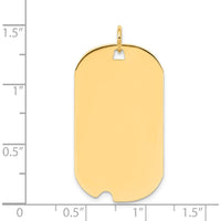 14K Yellow Gold Engravable Dog Tag Pendant with Notched Edge - 37mm by Oro Pregiato