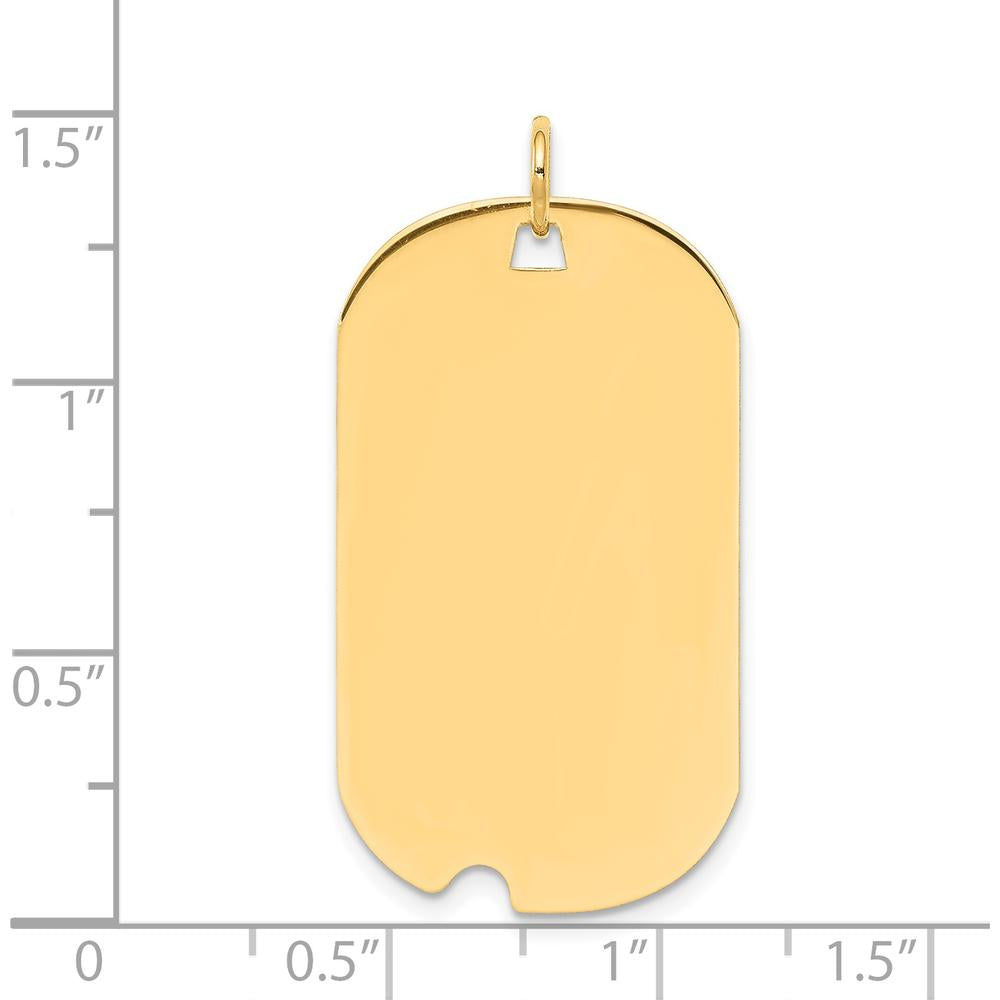 14K Yellow Gold Engravable Dog Tag Pendant with Notched Edge - 37mm by Oro Pregiato
