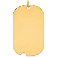 14K Yellow Gold Engravable Dog Tag Pendant with Notched Edge - 39mm Length by Oro Pregiato