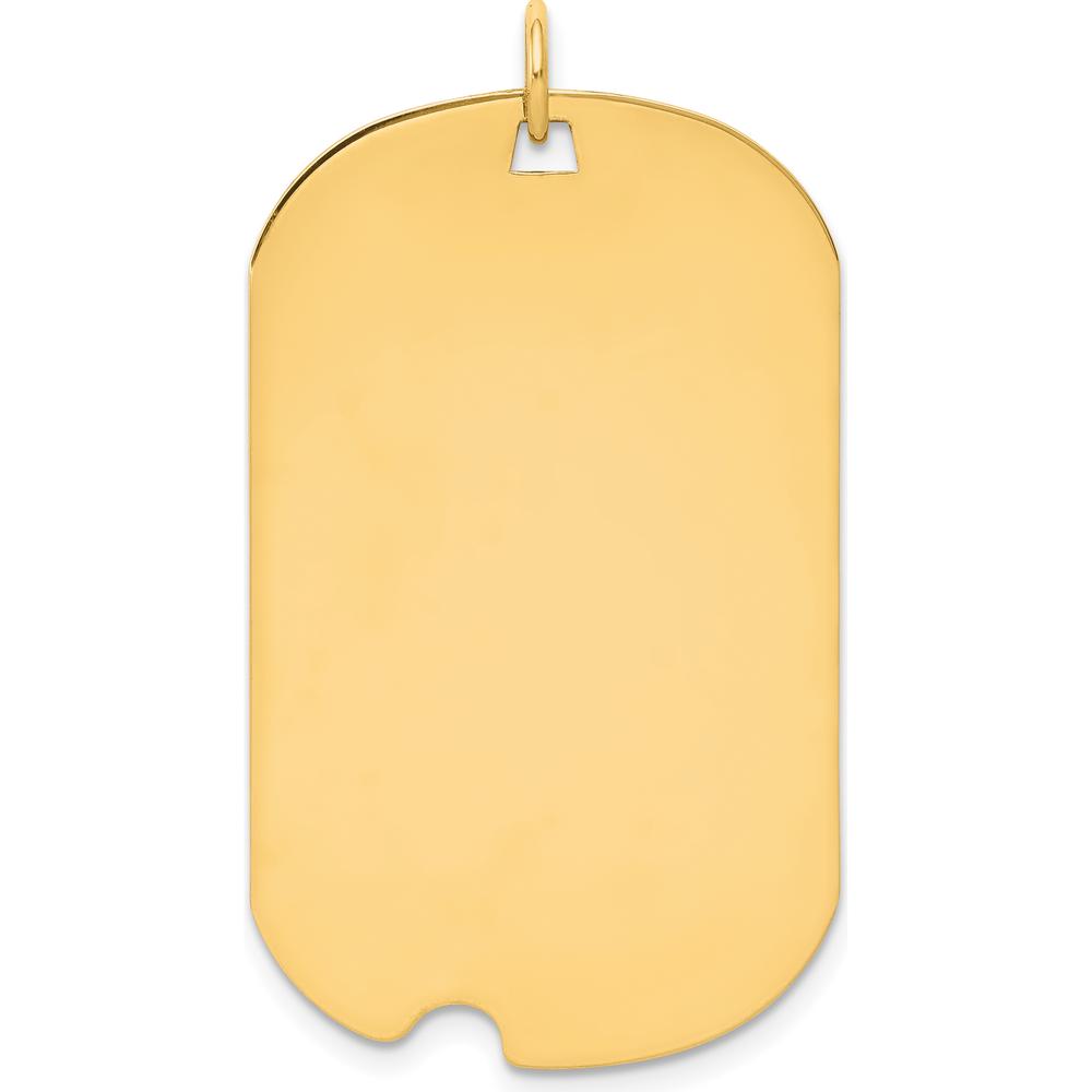 14K Yellow Gold Engravable Dog Tag Pendant with Notched Edge - Polished Finish by Oro Pregiato