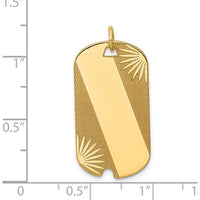 14K Yellow Gold Engravable Dog Tag Pendant with Textured Detail by Oro Pregiato