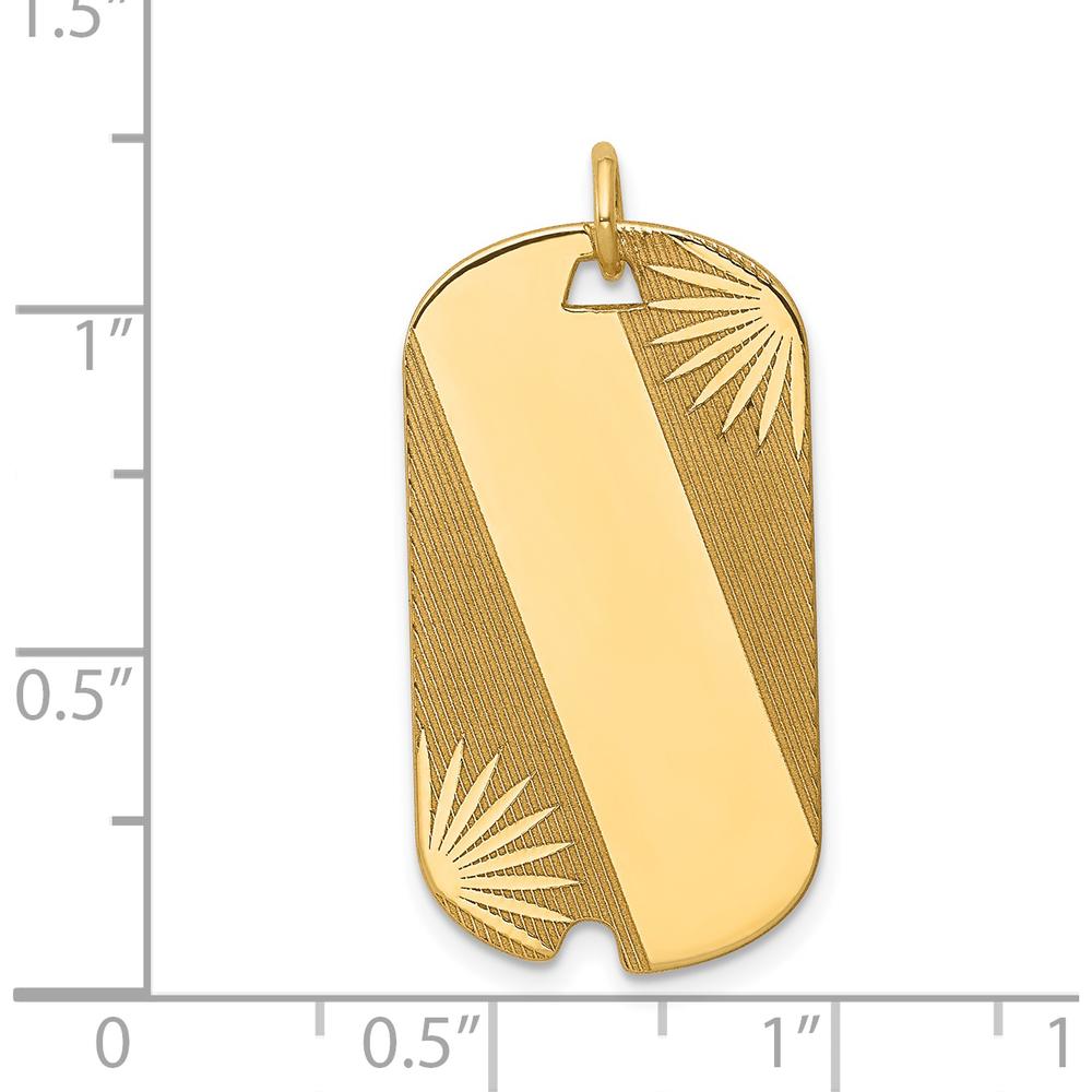 14K Yellow Gold Engravable Dog Tag Pendant with Textured Detail by Oro Pregiato