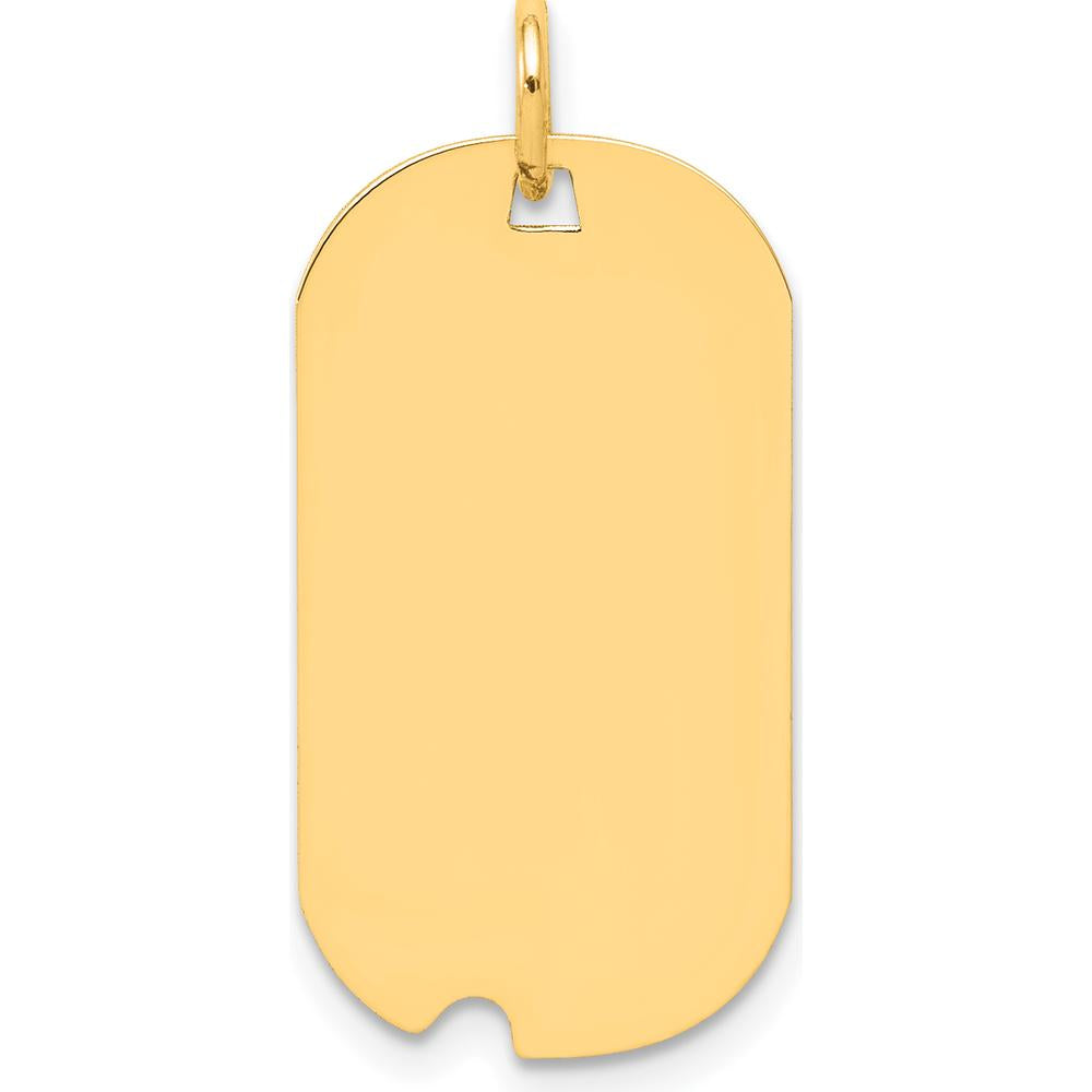 14K Yellow Gold Engravable Dog Tag with Notch Disc Charm - 28mm Length by Oro Pregiato