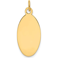 14K Yellow Gold Engravable Elliptical Disc Charm - 30mm Length by Oro Pregiato
