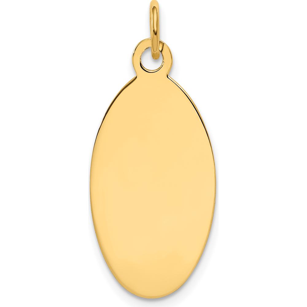 14K Yellow Gold Engravable Elliptical Disc Charm - 30mm Length by Oro Pregiato