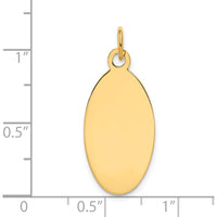 14K Yellow Gold Engravable Elliptical Disc Charm - 30mm Length by Oro Pregiato