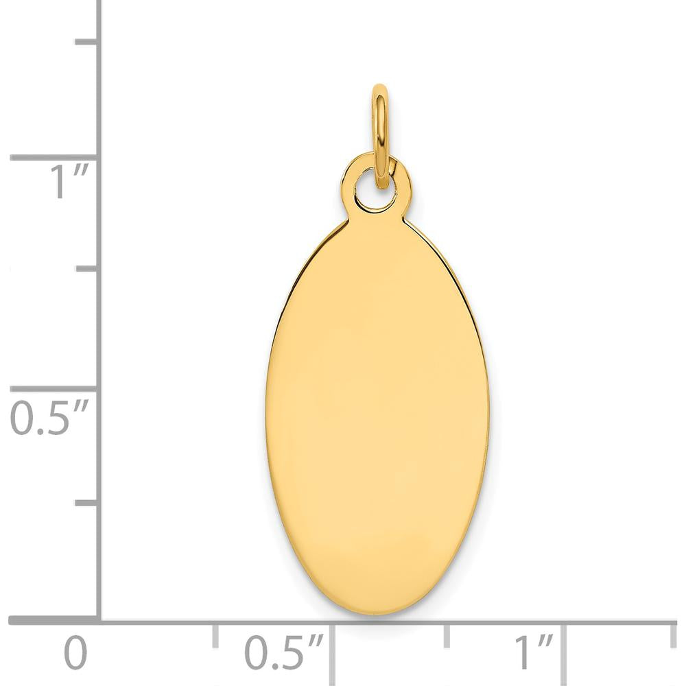 14K Yellow Gold Engravable Elliptical Disc Charm - 30mm Length by Oro Pregiato