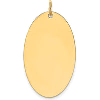 14K Yellow Gold Engravable Elliptical Disc Charm Pendant - 35mm Length by Oro Pregiato