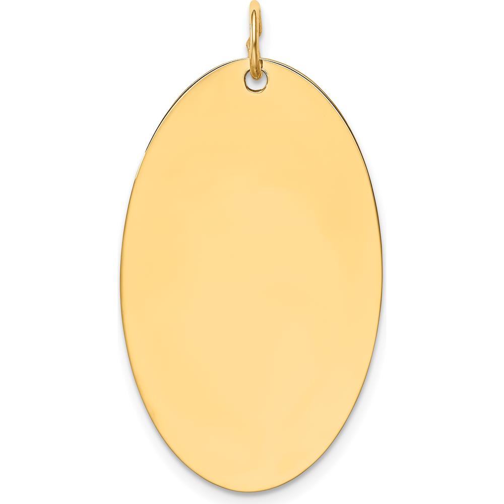 14K Yellow Gold Engravable Elliptical Disc Charm - Polished Finish by Oro Pregiato