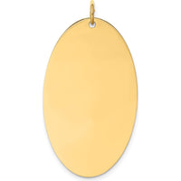 14K Yellow Gold Engravable Elliptical Disc Pendant - Polished Finish by Oro Pregiato